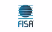 Logo FISA with a blue globe and horizontal lines above the acronym.