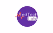 Logo circulaire violet avec le texte blanc et rouge MedTech Lab.