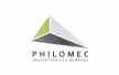 Logo Philomec with a green and grey triangular design above the company name.