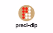 Logo preci-dip avec neuf points rouges arrangés en forme de goutte.
