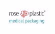 Logo Rose Plastic avec un motif de rose orange et les mots packaging médical en bleu