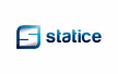 Logo statice bleu et gris avec un symbole carré stylisé à gauche.