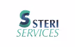 Logo STERI SERVICES avec S stylisé en bleu et vert.