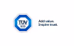 Logo TUV SUD bleu avec texte ajoutant valeur, inspirant confiance.