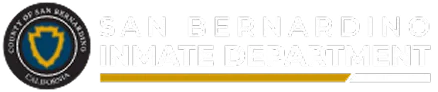 Seal of the County of San Bernardino alongside the text San Bernardino Inmate Department.