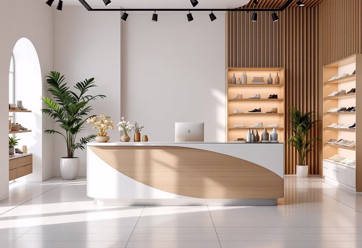 image of customer service desk for a footwear store