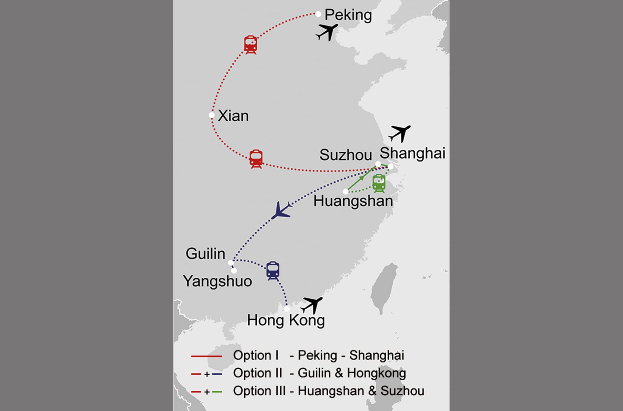Von Guilins Bergwelten nach Hong Kong ab Shanghai: _Karte_china-klassisches-china_copyright: Stepmap, 123map-2013 Daten: OpenStreetMap, Lizenz ODbL 1.0