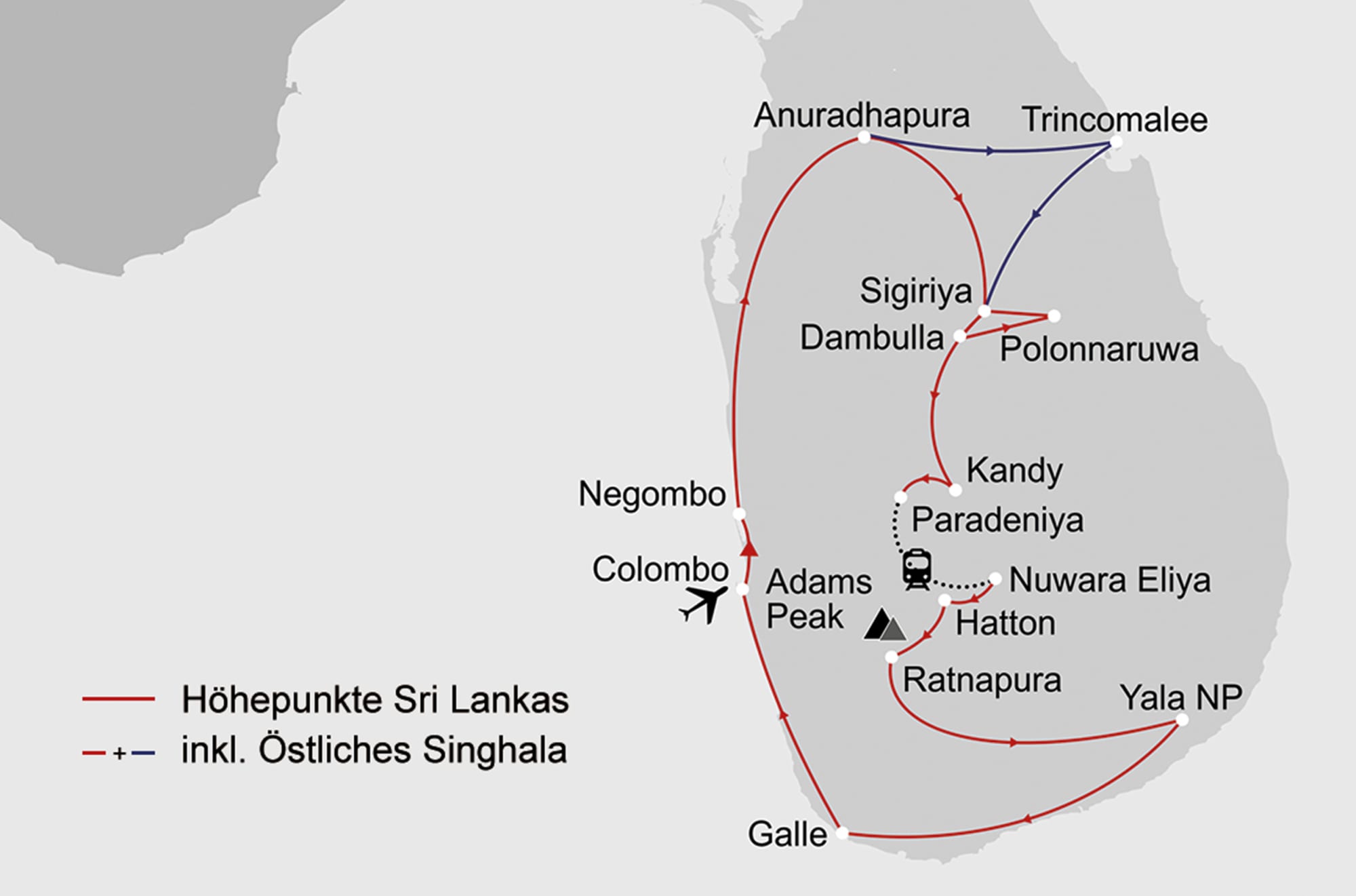 Höhepunkte Sri Lankas ab Colombo: _Karte_sri-lanka-hoehepunkte-sri-lankas_copyright: Stepmap, 123map-2013 Daten: OpenStreetMap, Lizenz ODbL 1.0