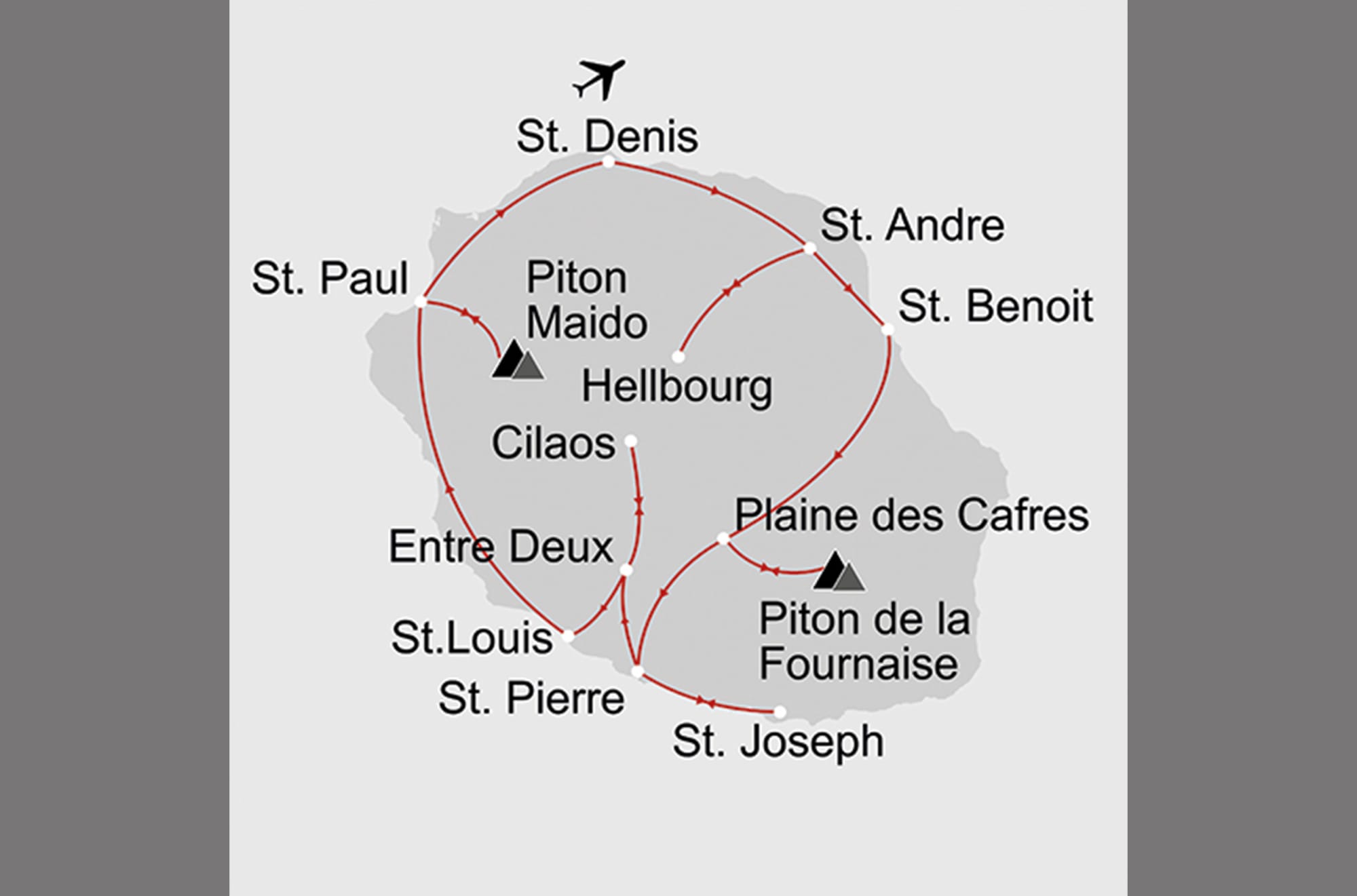 Klassisches La Réunion Standard ab Küstenregion: _Karte_reunion-klassisches-reunion_copyright: Stepmap, 123map-2013 Daten: OpenStreetMap, Lizenz ODbL 1.0