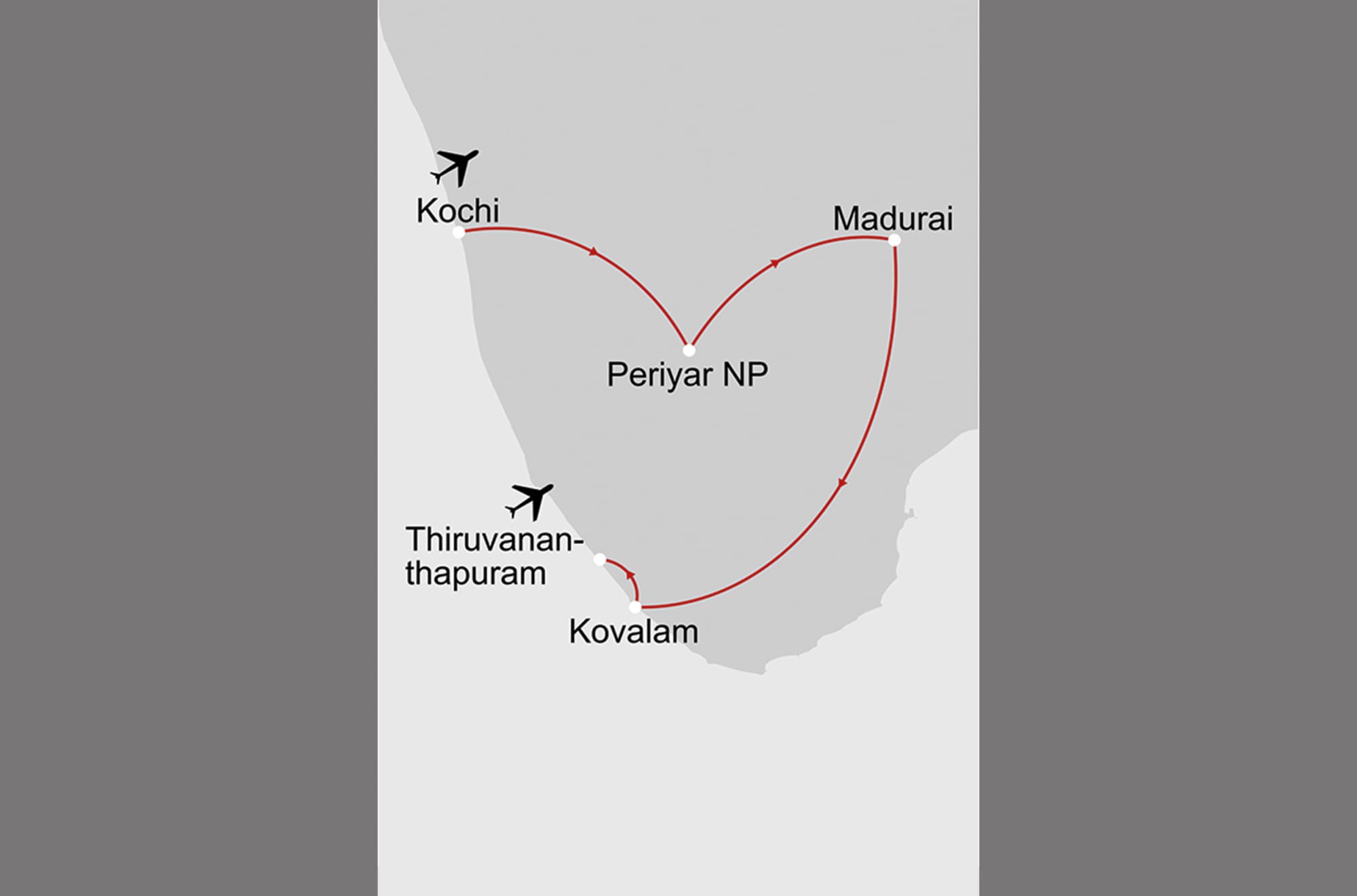 Juwelen Südindiens ab Kerala | Malabarküste | Kochi: _Karte_indien-juwelen-suedindiens_copyright: Stepmap, 123map-2013 Daten: OpenStreetMap, Lizenz ODbL 1.0