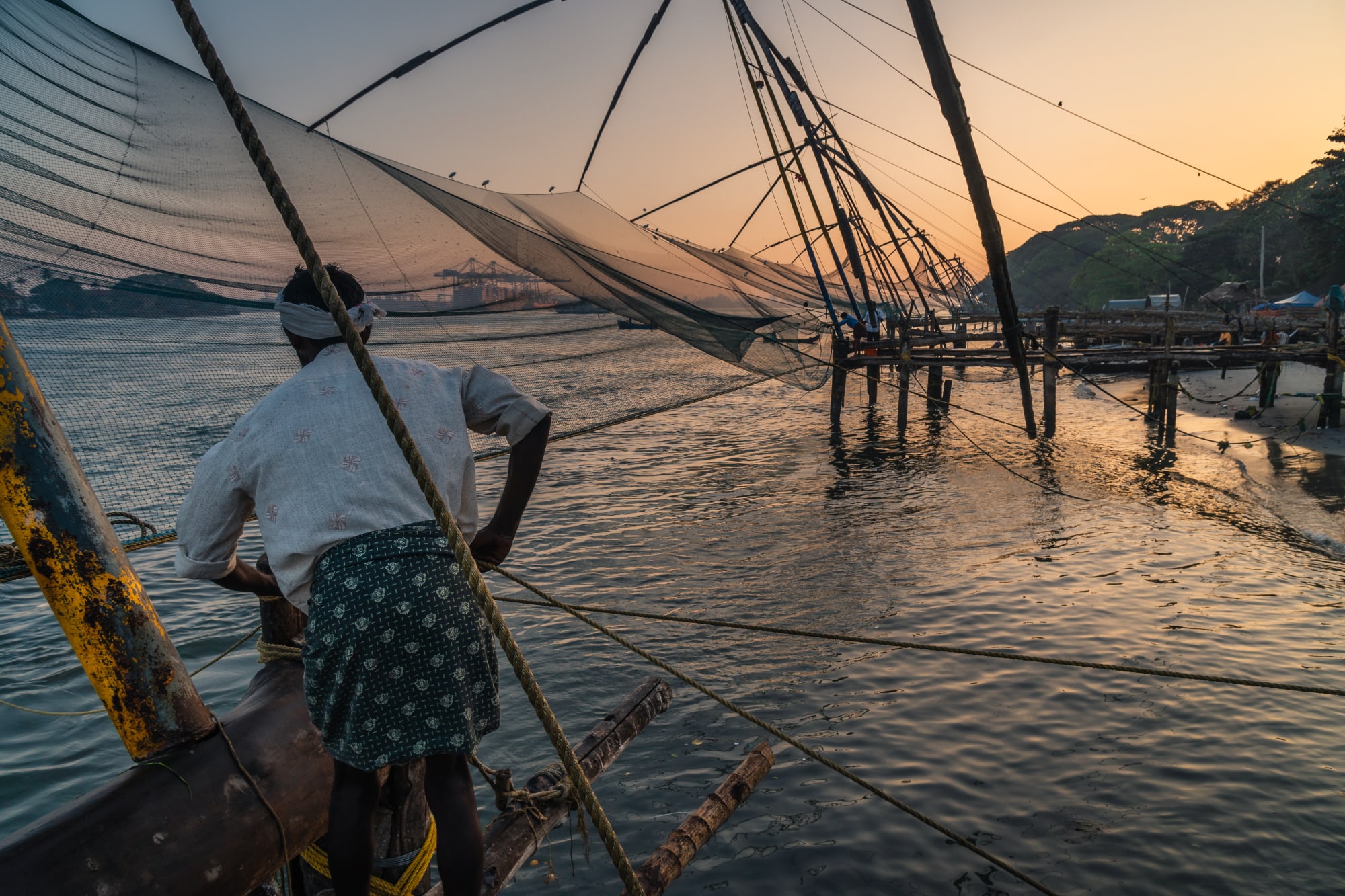 Juwelen Südindiens ab Kerala | Malabarküste | Kochi: Indien Kochi Chinesische Fischernetze