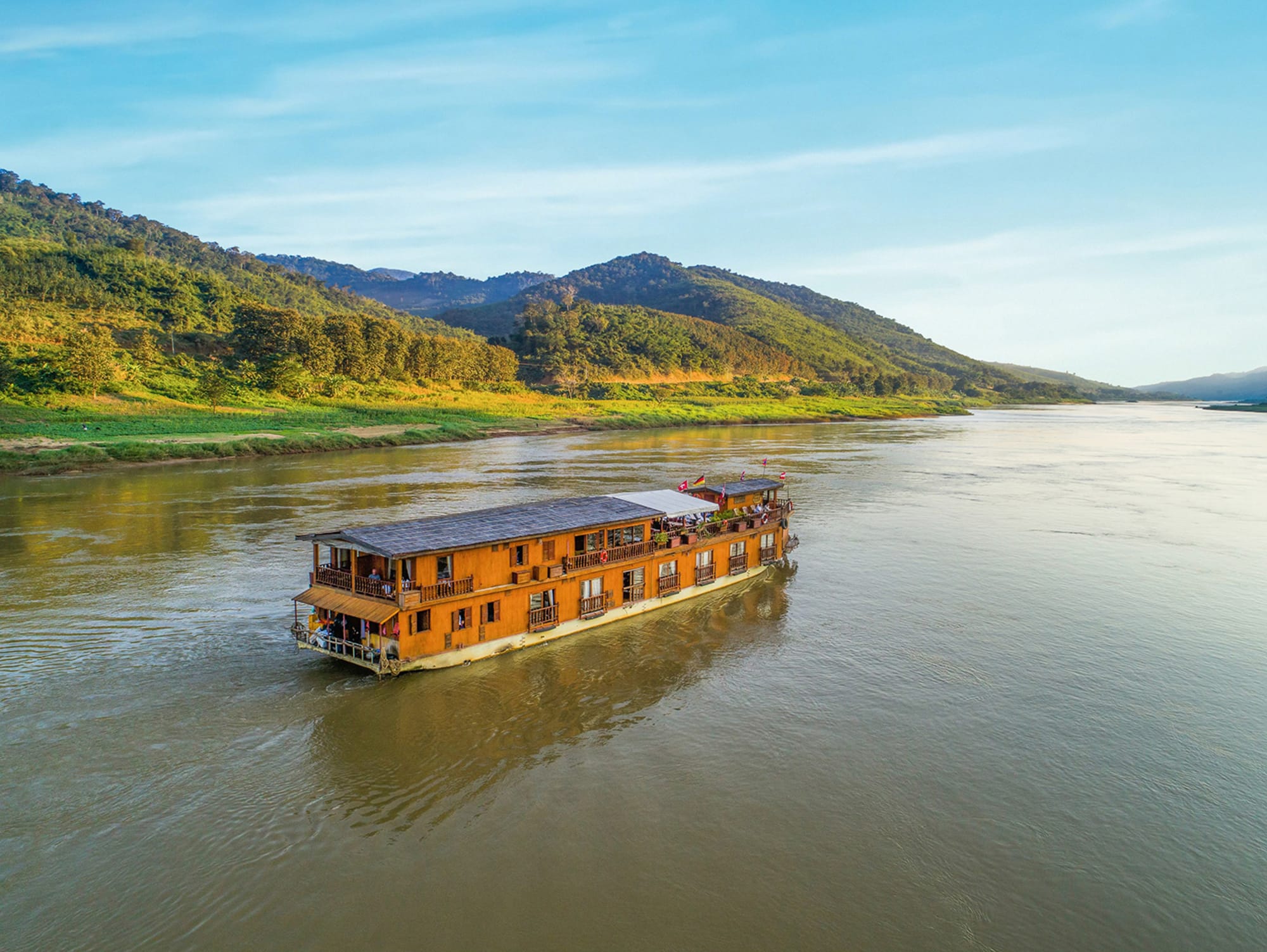 Mekong River Cruise, LPQ-VTE ab Luang Prabang: Laos Mekong River Cruise Flusskreuzfahrtschiff Mekong Sun - Credit Dennis Schmelz