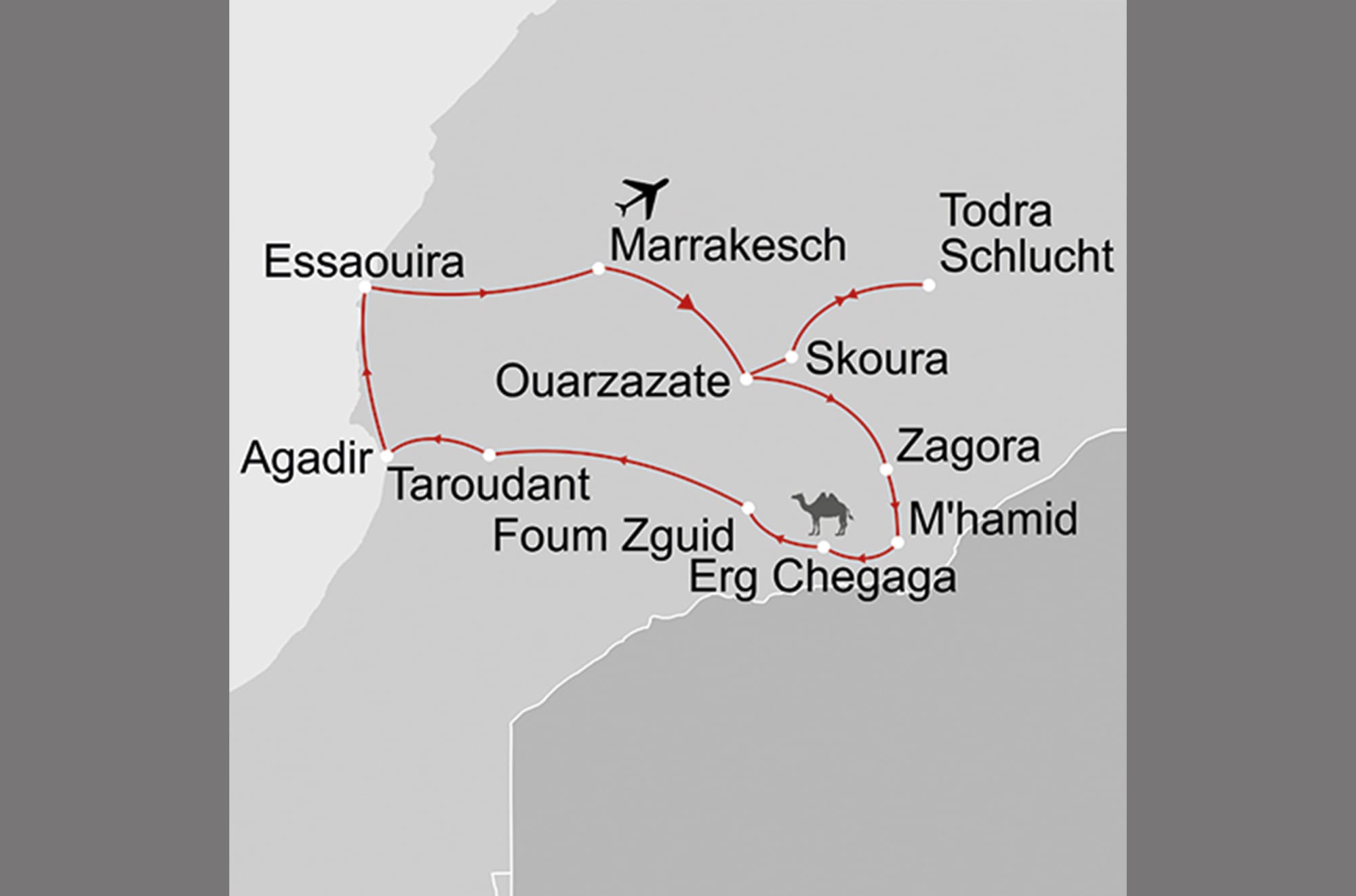 Familienabenteuer: Kids & Camels ab Marrakesch: _Karte_Marokko-familienabenteuer-kids-and-camels_copyright: Stepmap, 123map-2013 Daten: OpenStreetMap, Lizenz ODbL 1.0