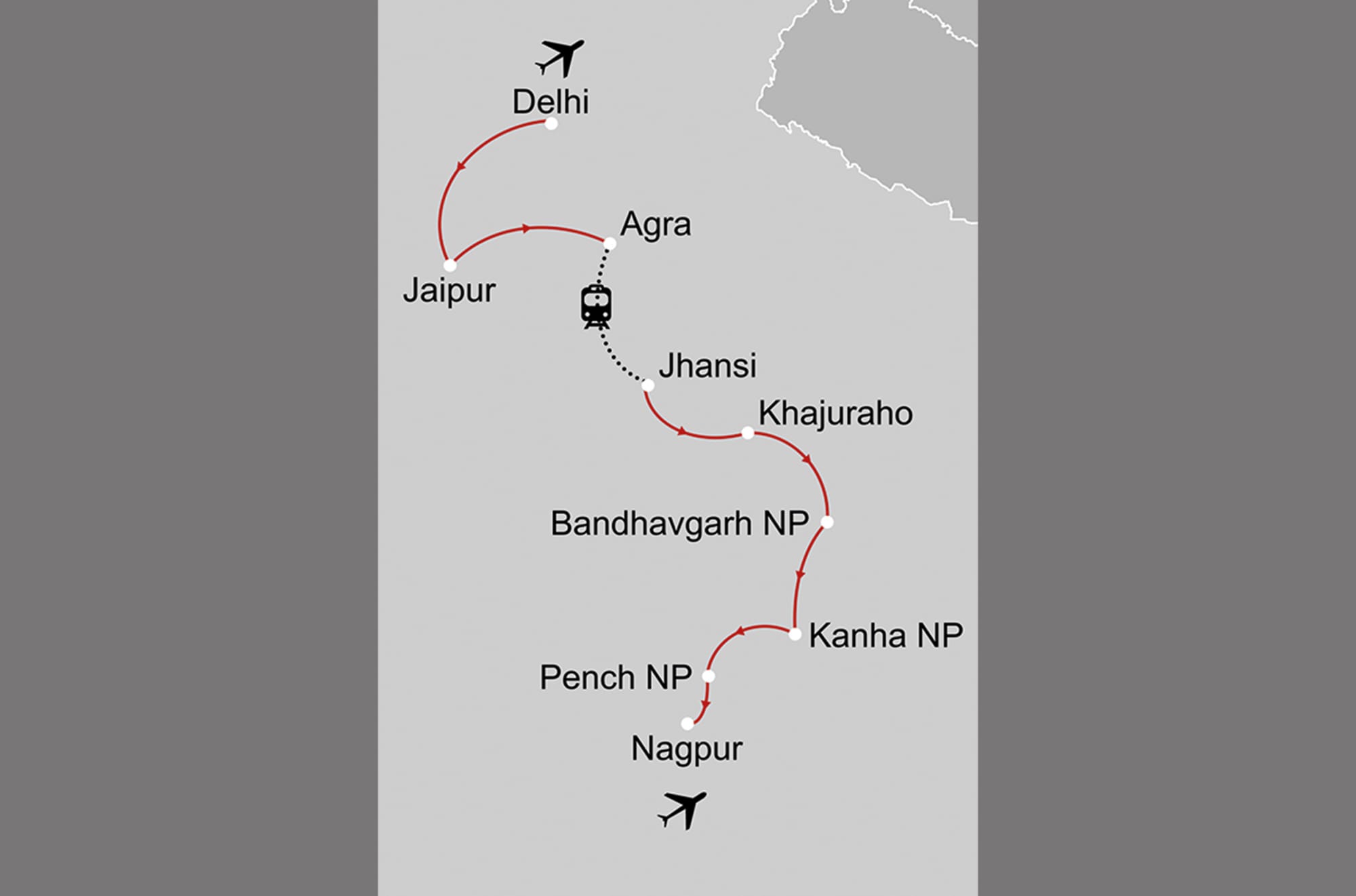 Tempel & Tierwelt Nordindiens ab Delhi: _Karte_indien-tempel-und-tierwelt-nordindien_copyright: Stepmap, 123map-2013 Daten: OpenStreetMap, Lizenz ODbL 1.0