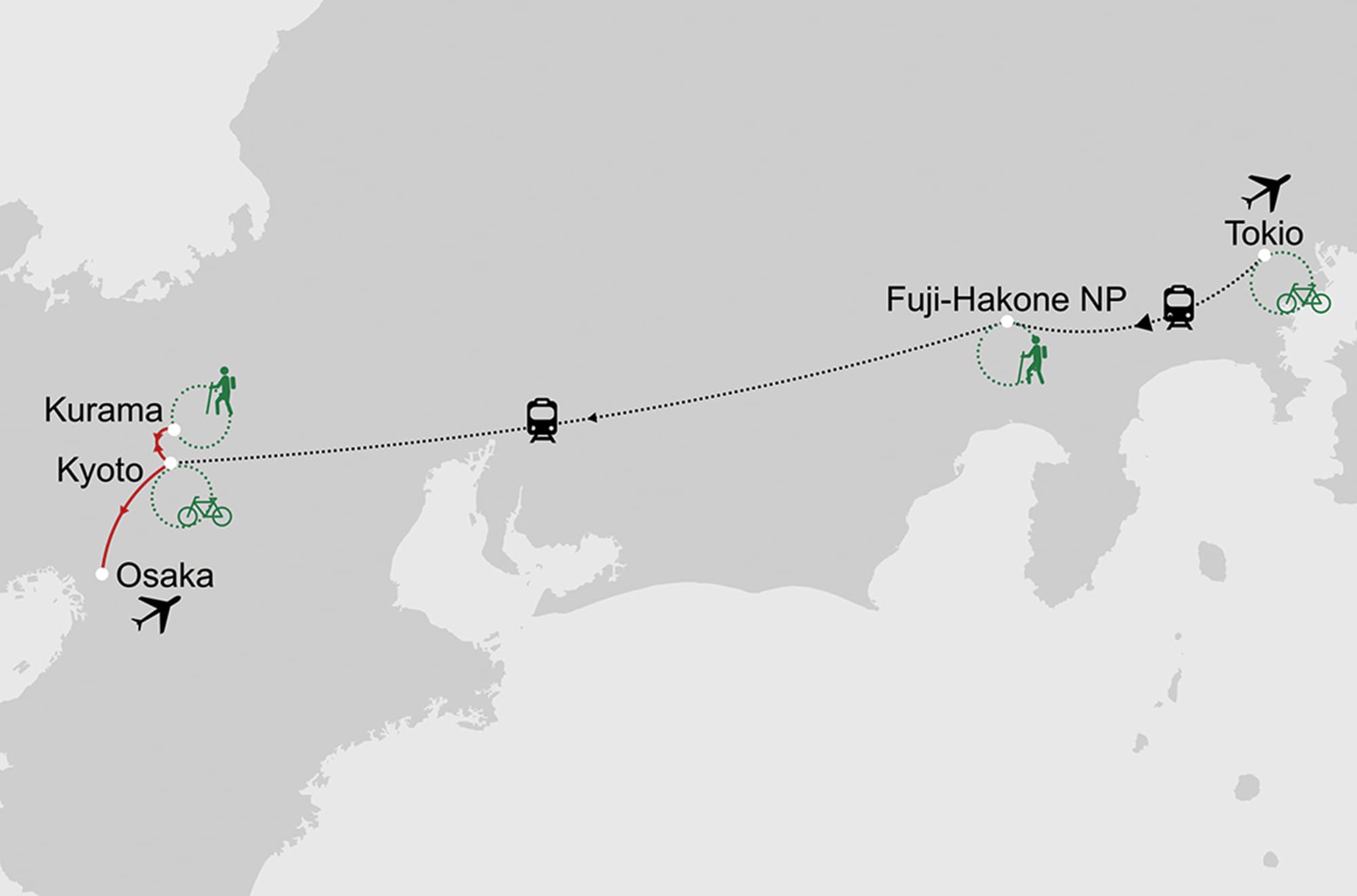 Soft Adventure Japan ab Tokio: _Karte-Japan-soft-adventure_copyright: Stepmap, 123map-2013 Daten: OpenStreetMap, Lizenz ODbL 1.0