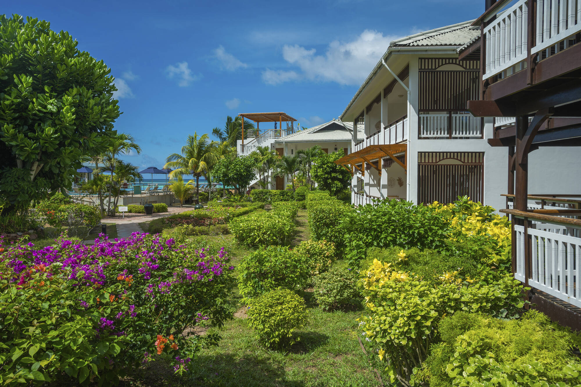 Acajou Beach Resort in Praslin: Property & Garden 4