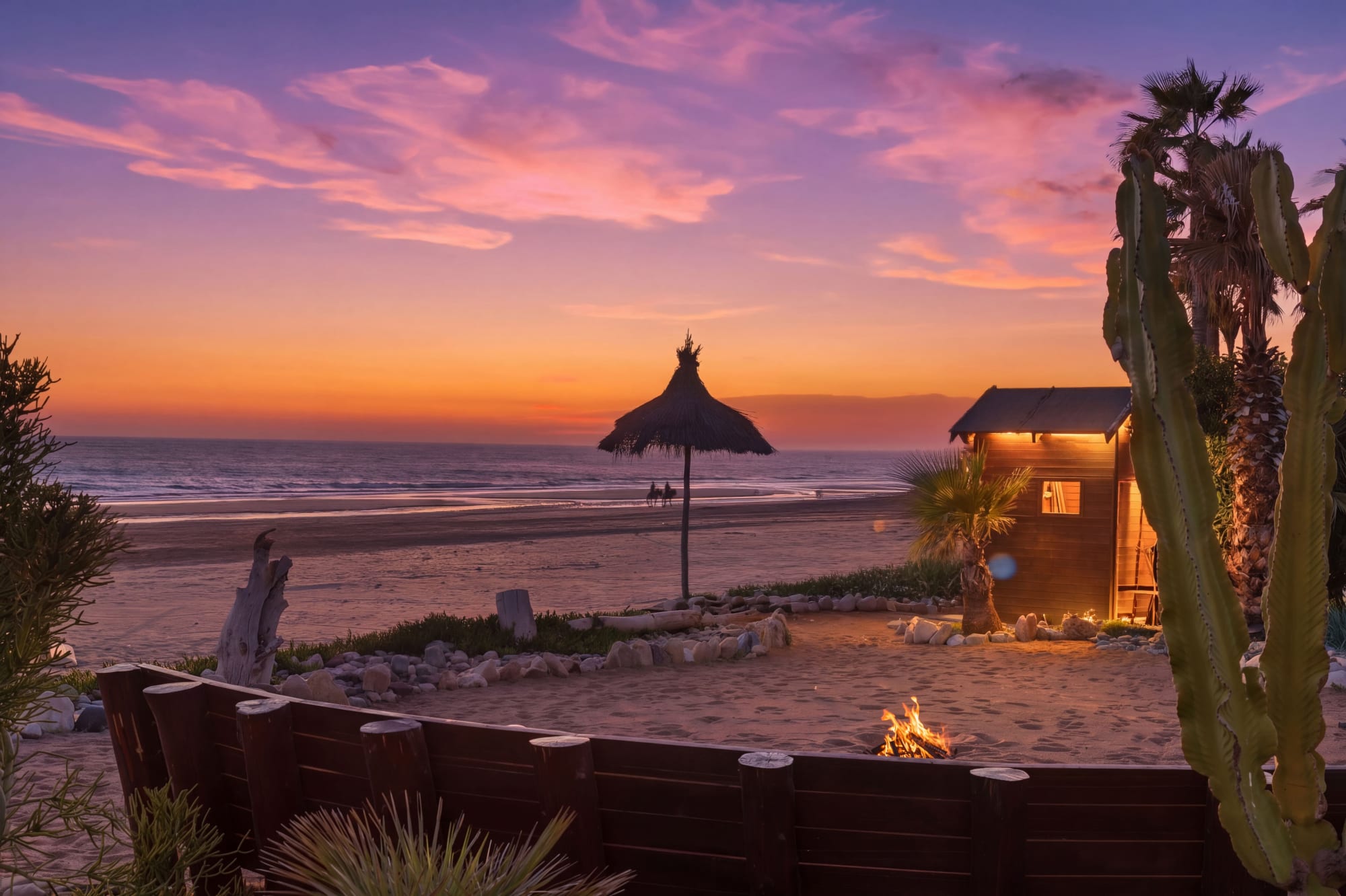 Paradis Plage Surf Yoga Resort & Spa in Agadir | Taghazout:  Paradis Plage resort-beach-bonfire-experience