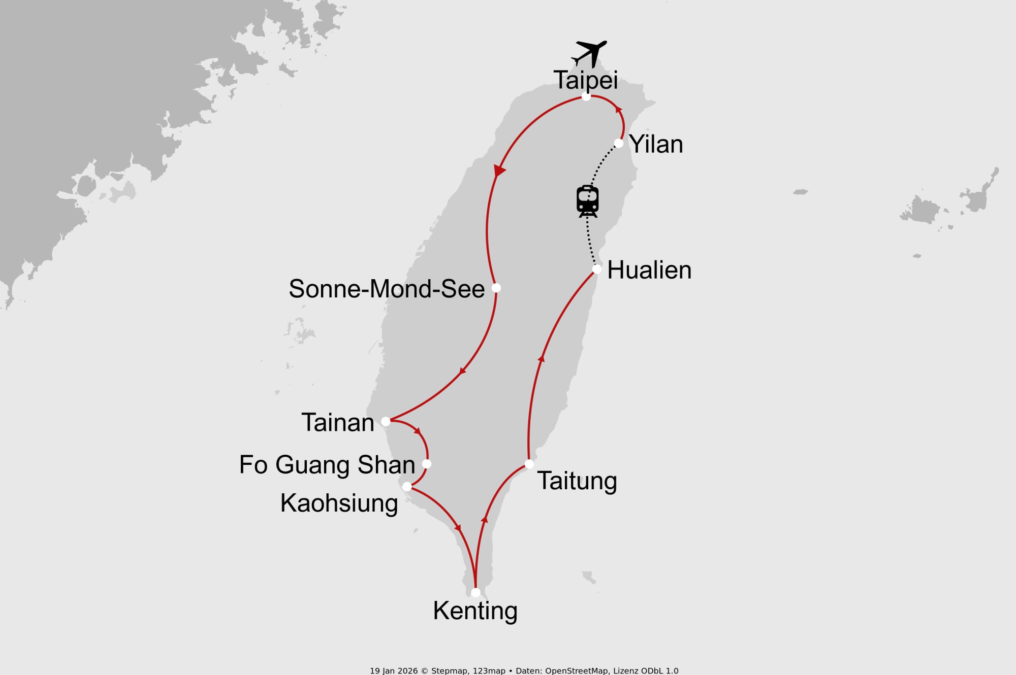 Karte von Rundreise
