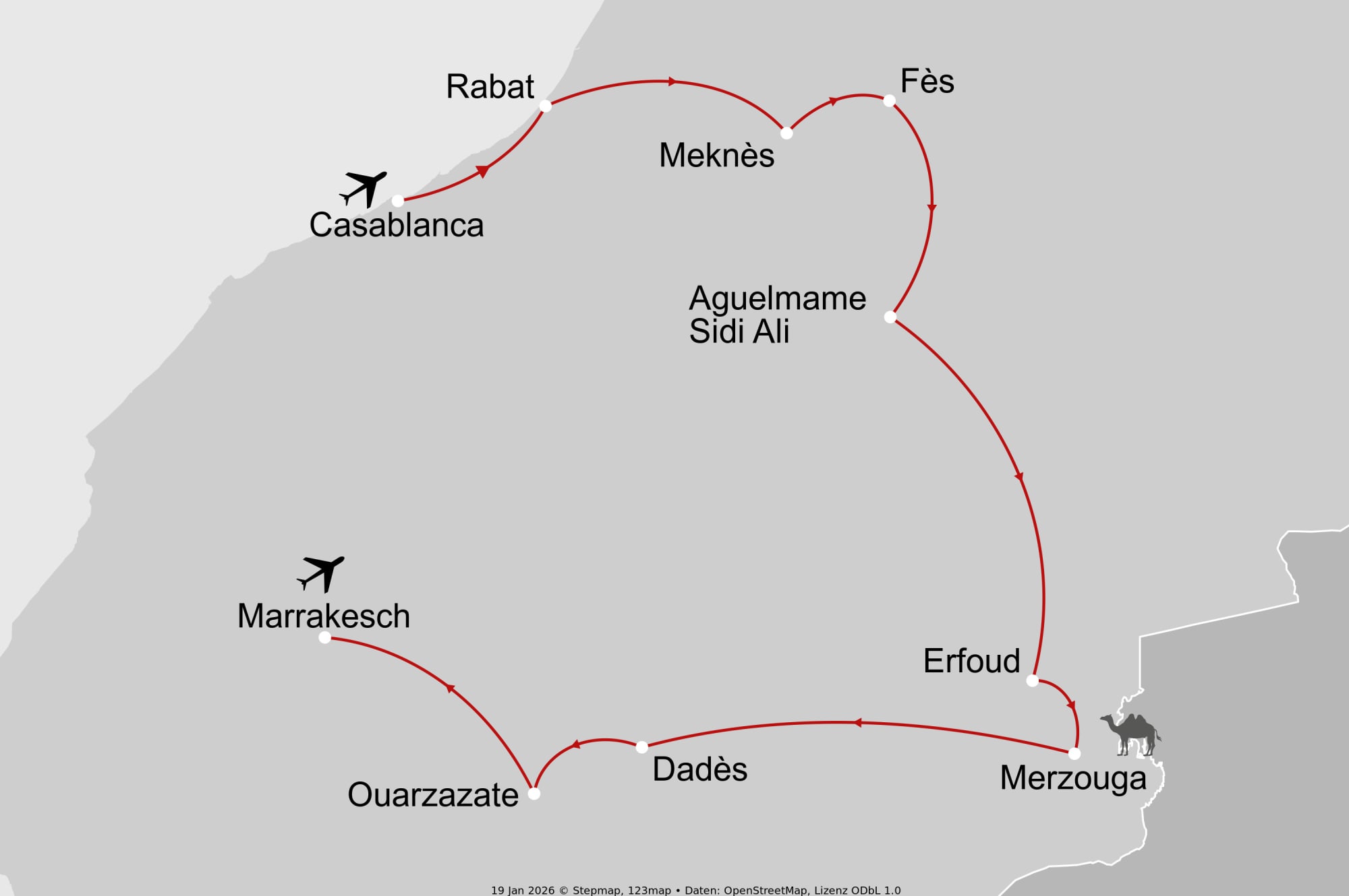 Karte von Rundreise