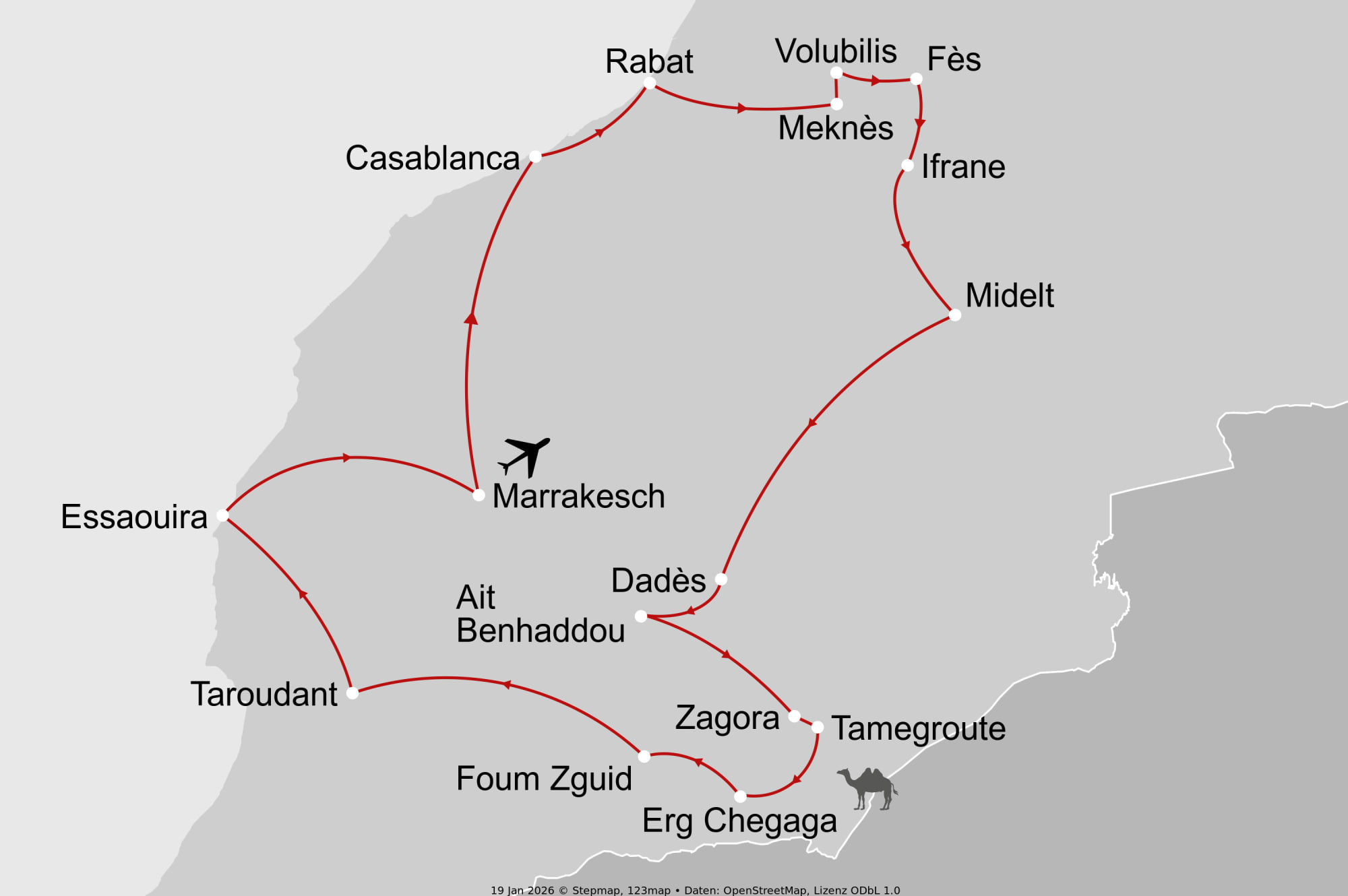 Karte von Rundreise