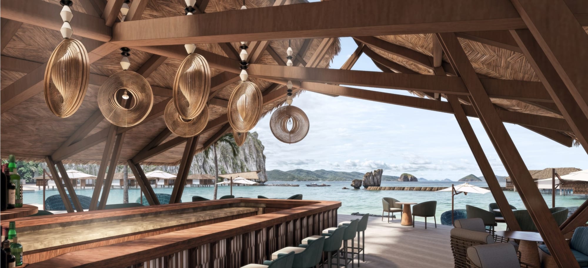 El Nido Resorts Lagen Island in Palawan: El Nido Resorts Lagen Island Sunset Bar RENDERING