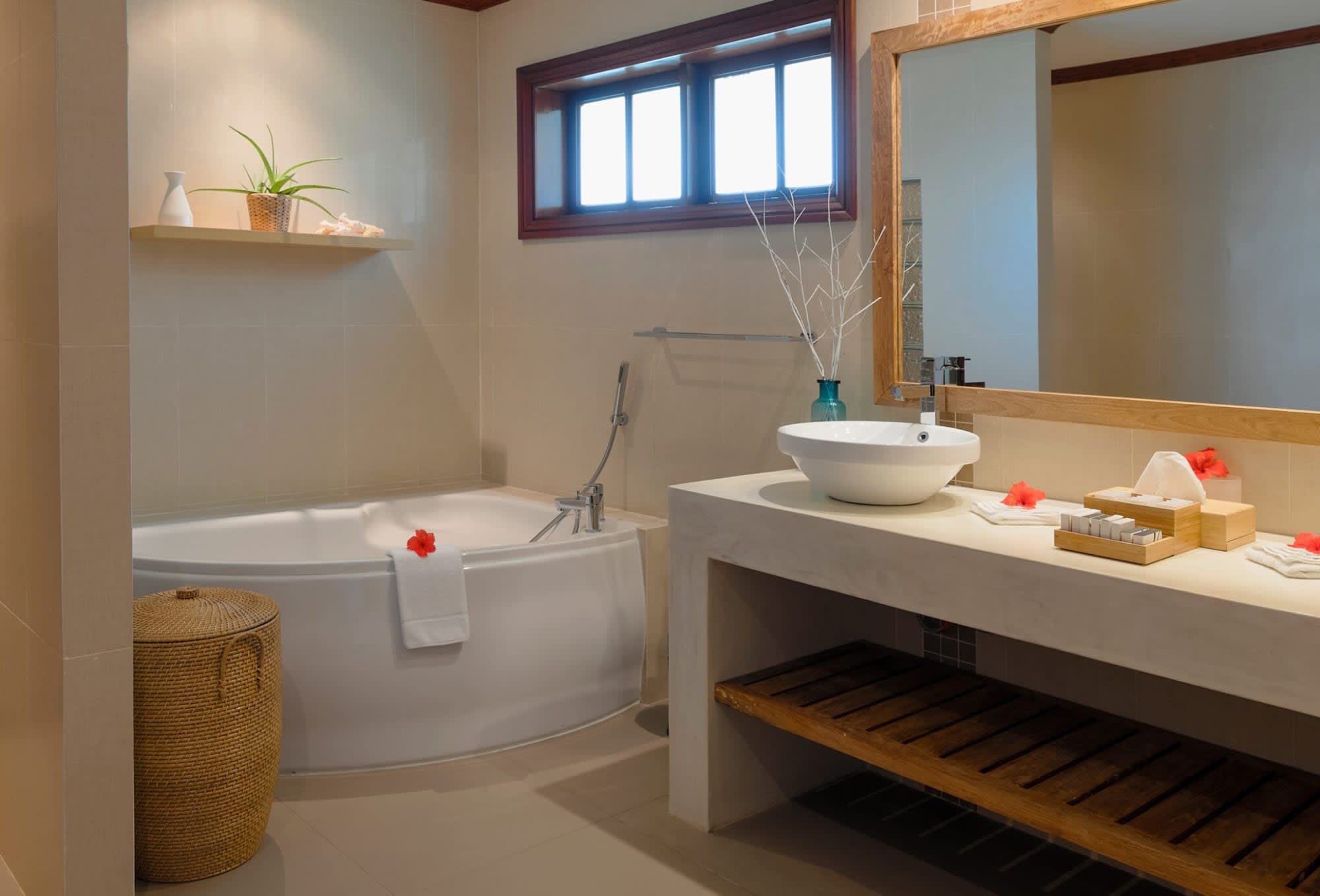 Hotel L`Archipel in Praslin: Seychellen Hotel L Archipel Badezimmer