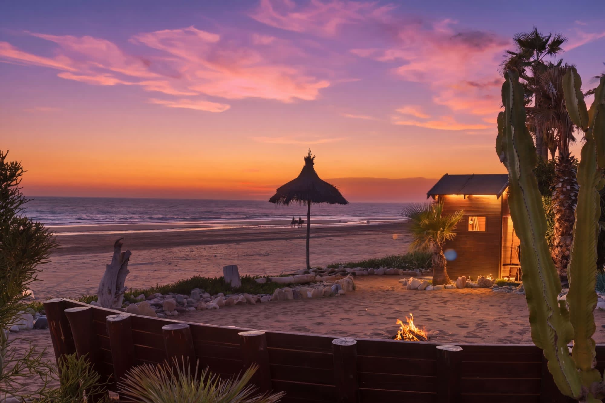 Paradis Plage Surf Yoga Resort & Spa in Agadir | Taghazout: Paradis Plage resort-beach-bonfire-experience