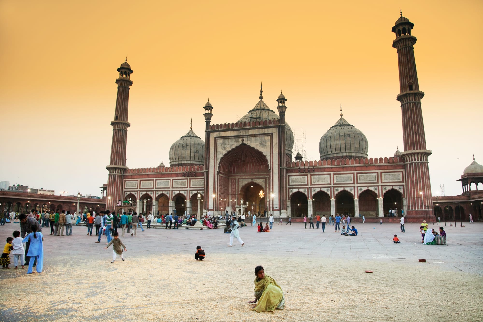 Architektur & Geschichte Zentralindiens ab Delhi: Indien Delhi Jama Majid Moschee 