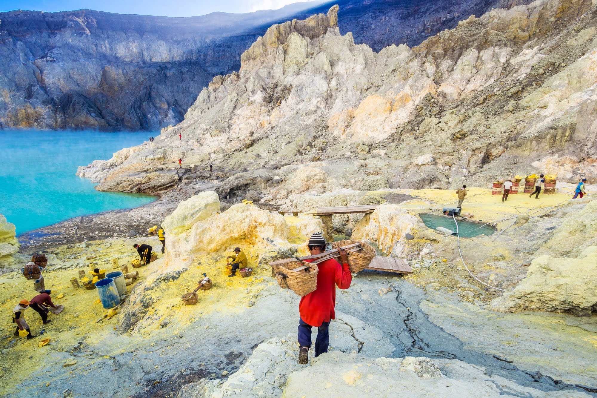 Imposanter Ijen Krater ab|bis Süd-Bali: Indonesien Java Mount Ijen Schwefelabbau