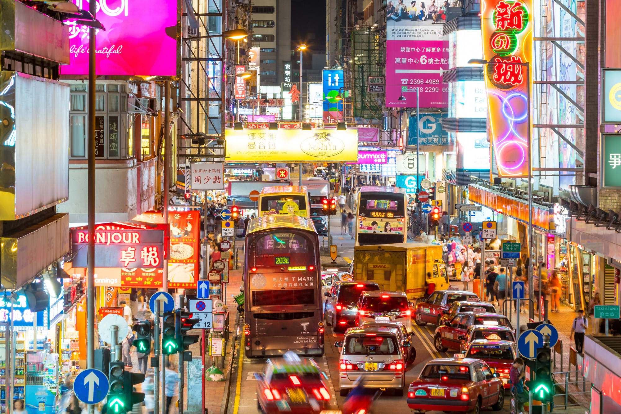 Chinas Moderne & Zukunft - Greater Bay ab Hong Kong: Hongkong Mongkok am Abend