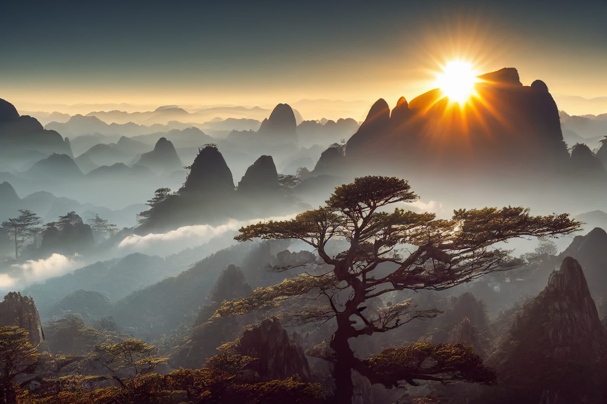 Verborgene Schätze Chinas ab Shanghai: China Huangshan Sonnenaufgang
