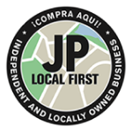 LOCAL FIRST Circular badge logo with text and star, a branding container element.
