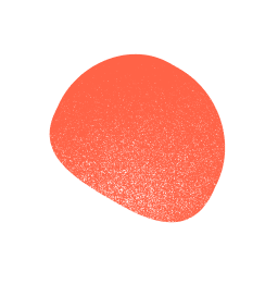 Abstract oranje blob met een korrelige textuur op een zwarte achtergrond.