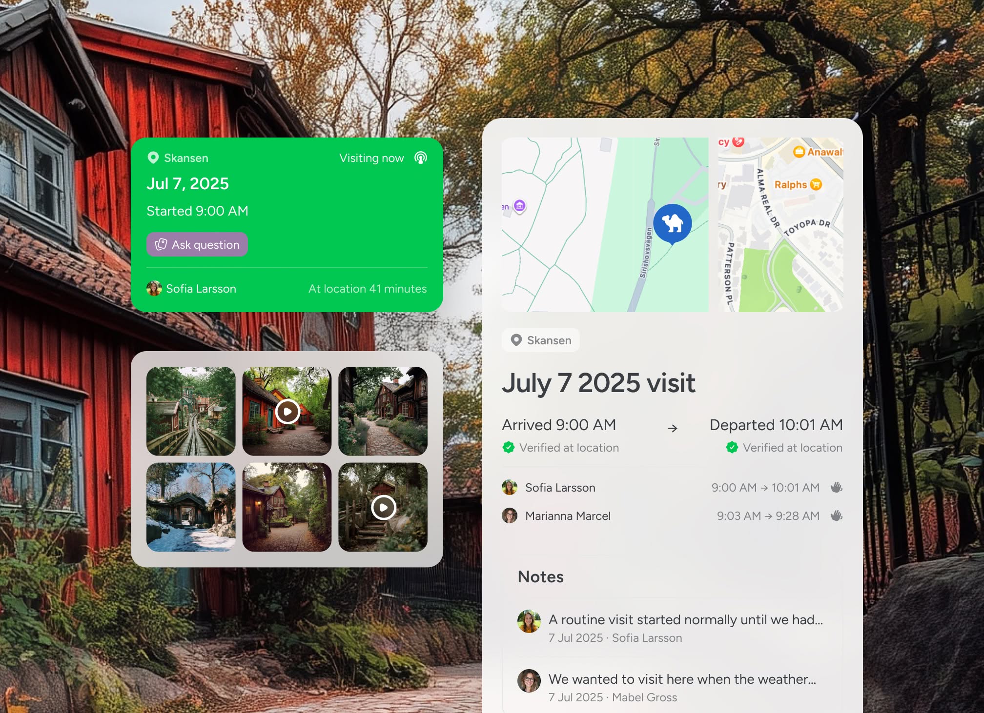 Structured survey records on a shared map