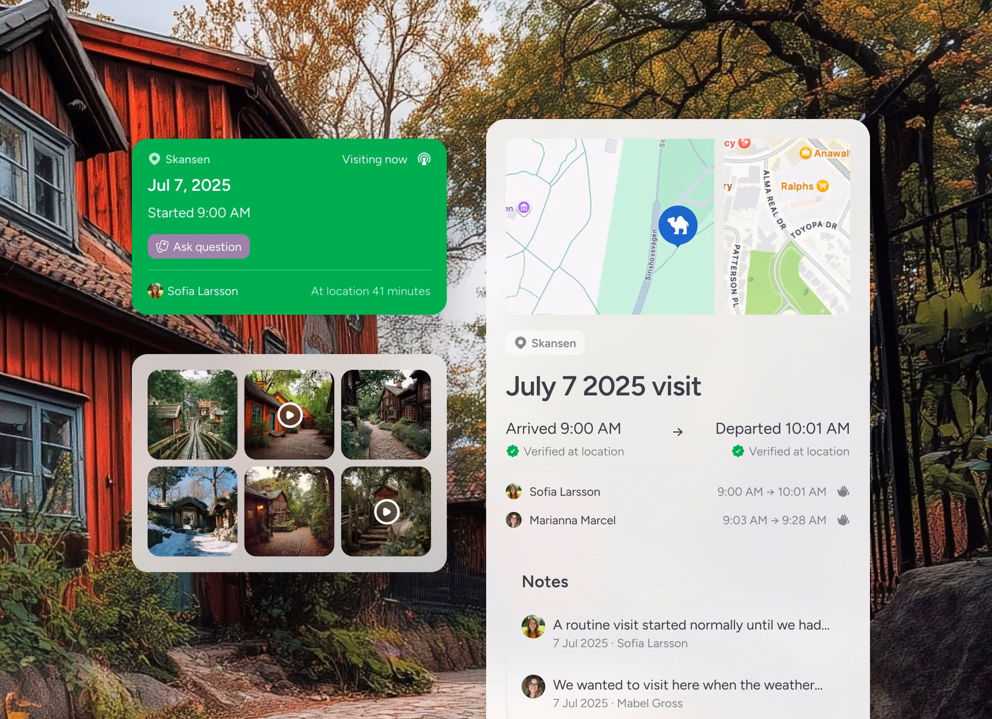Structured survey records on a shared map