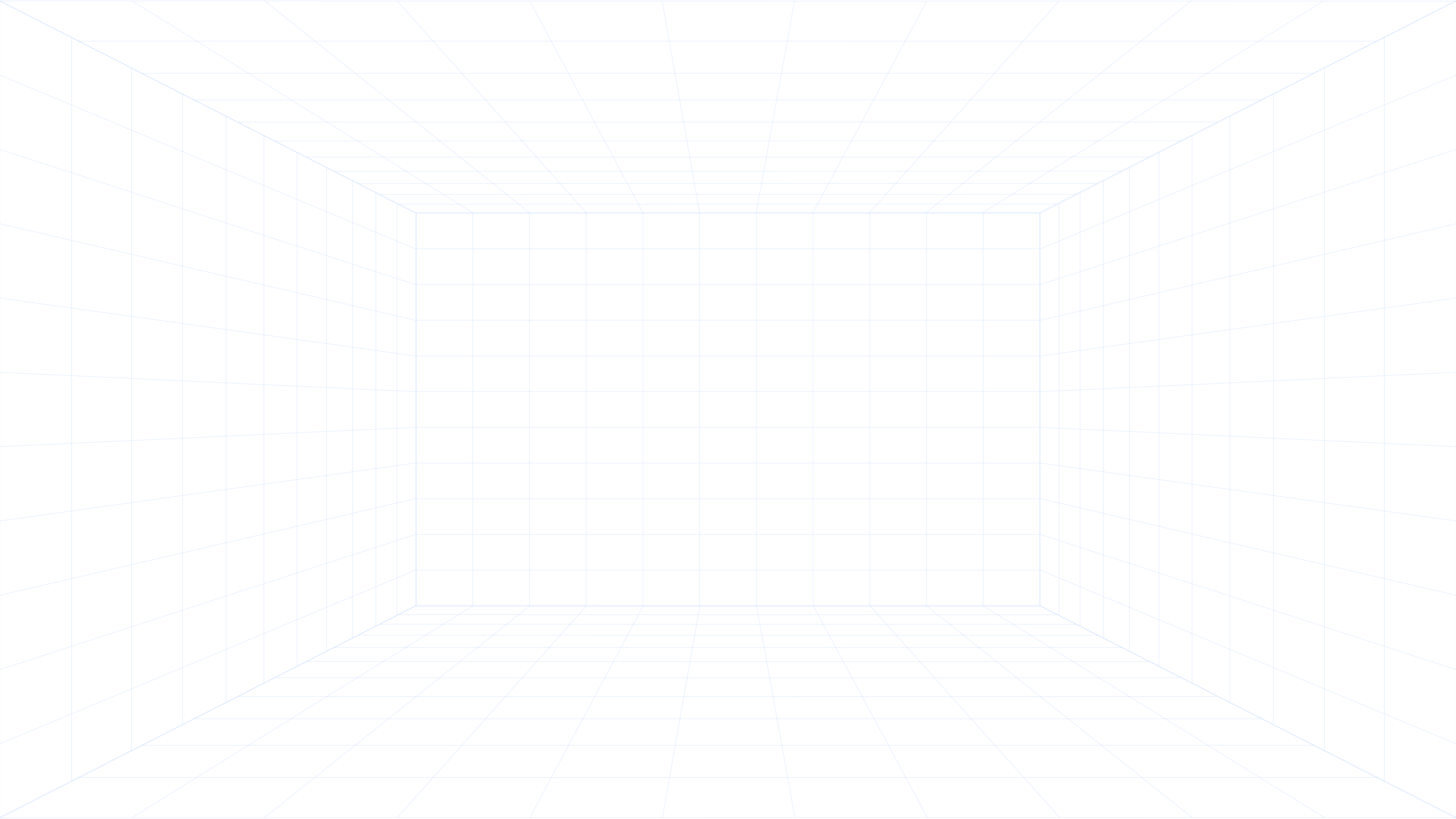 3D wireframe grid forming a rectangular room with blue lines on a black background.