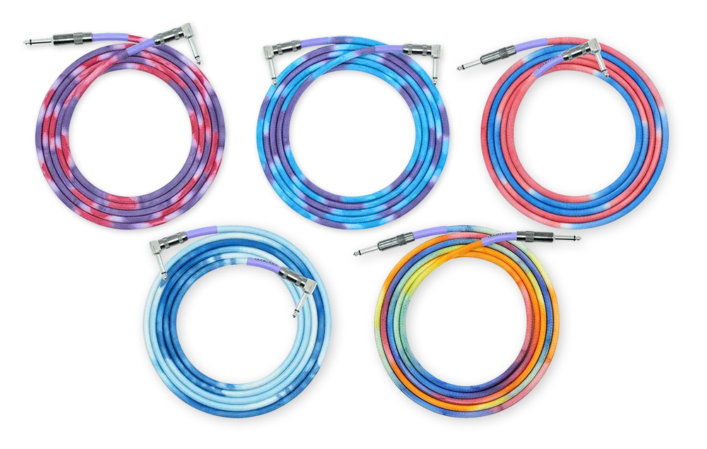 tie-dyed cables grouped