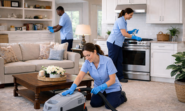 Professional cleaner at work