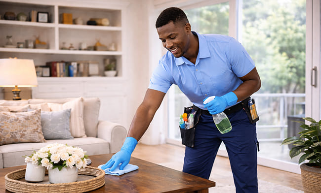 Professional cleaner at work