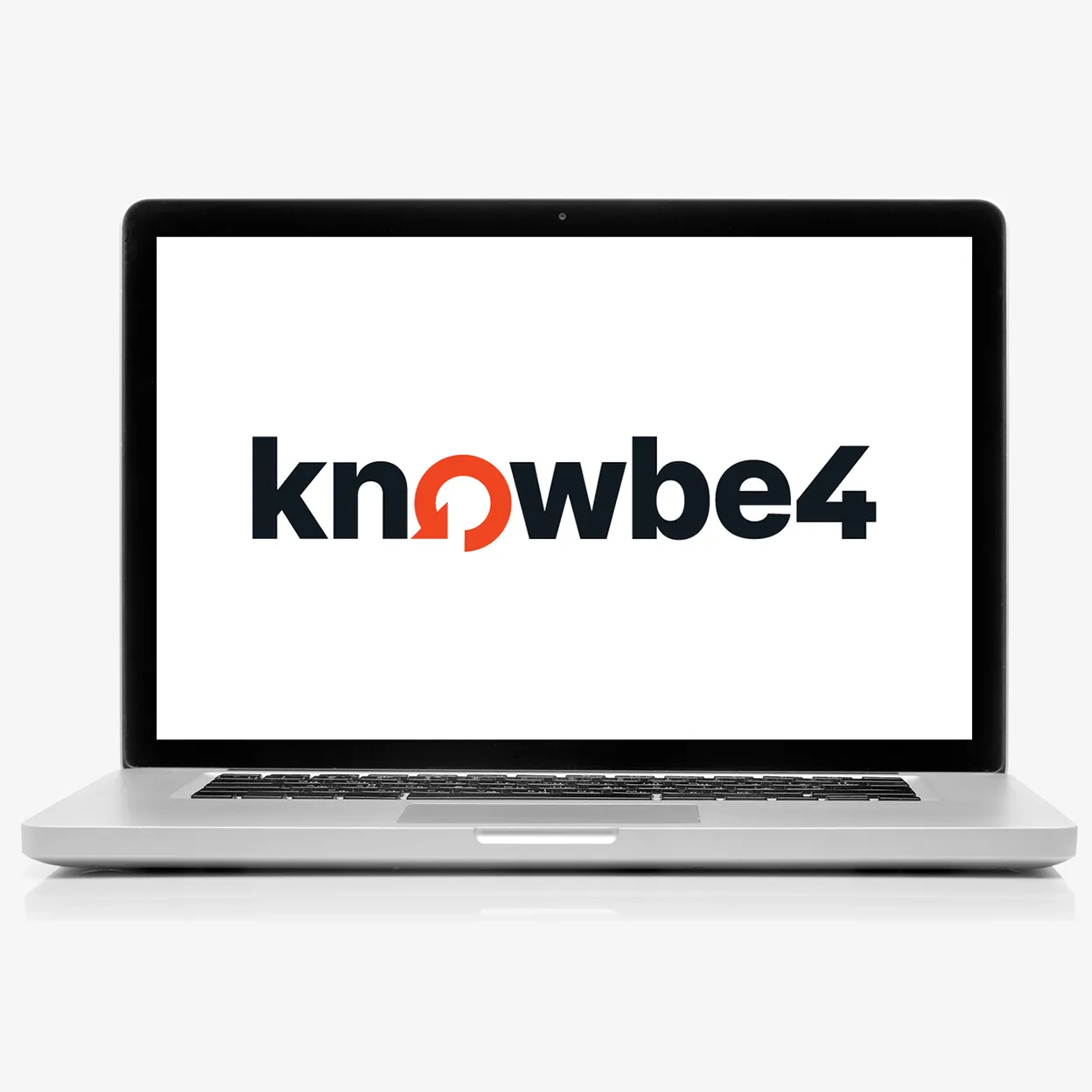 Laptop screen displaying KnowBe4 logo on white background
