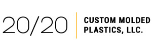 Logo for 20/20 Custom Molded Plastics, LLC, featuring the company name and a stylized design.
