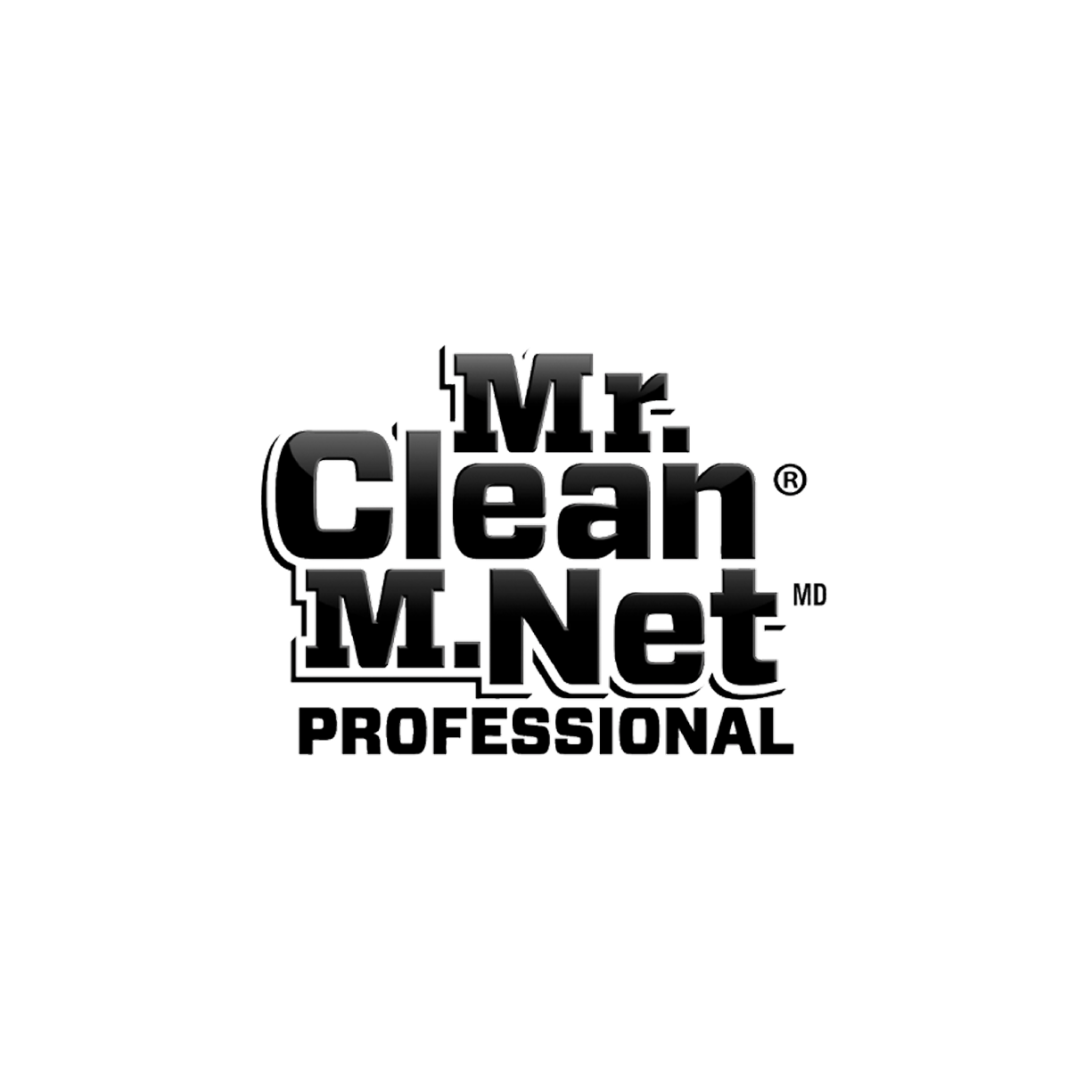Mr. Clean M. Net Professional logo in black and white.