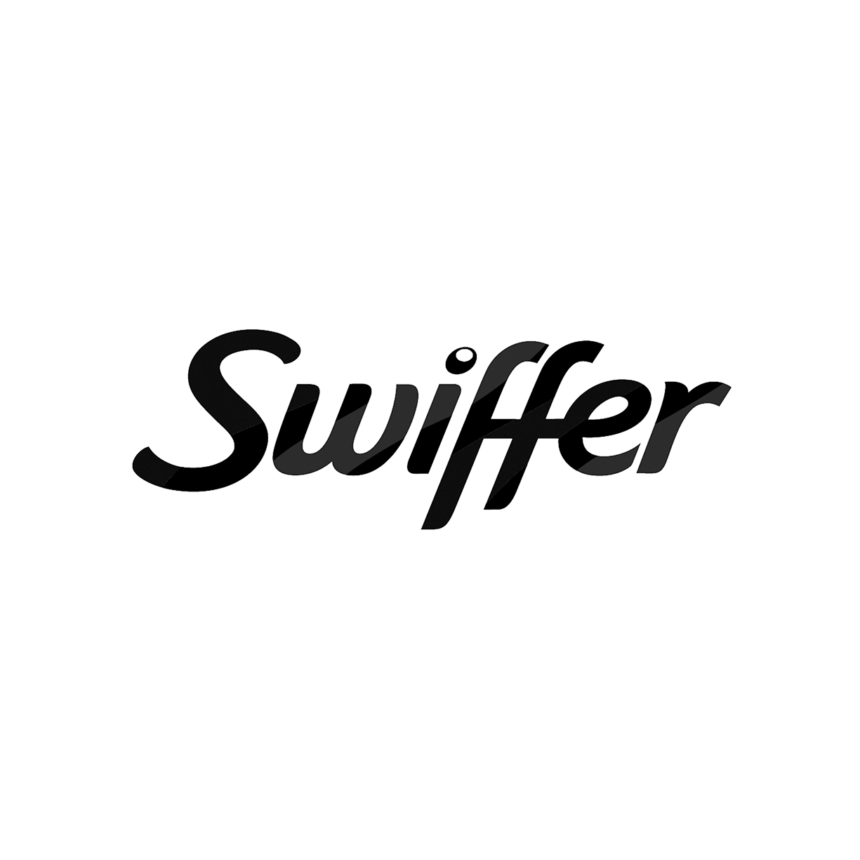 Swiffer brand logo text in black script font.