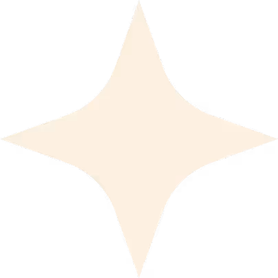 Symmetrical four-pointed star shape with curved edges in light cream color on transparent background.