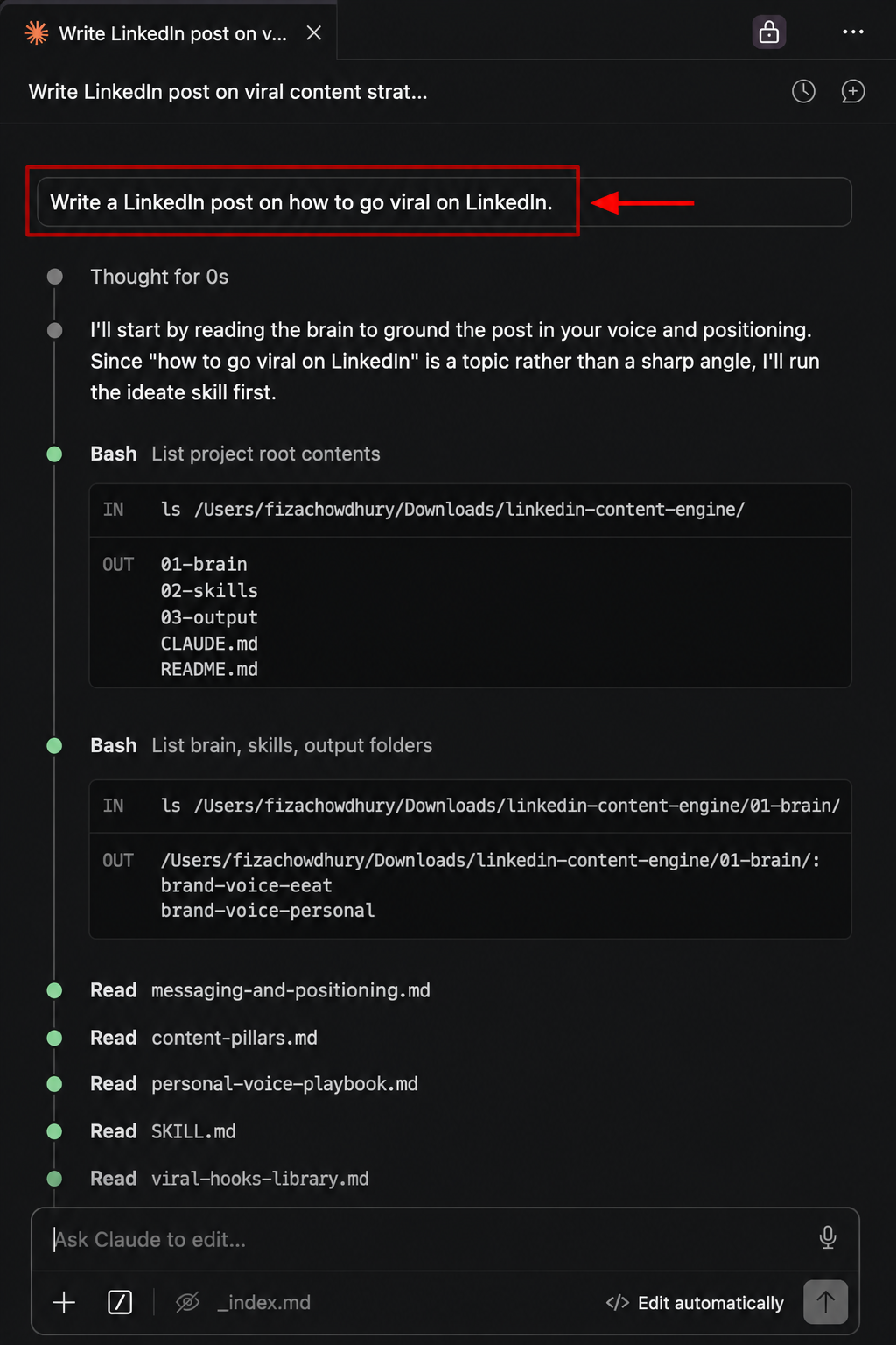 Prompting inside Claude code