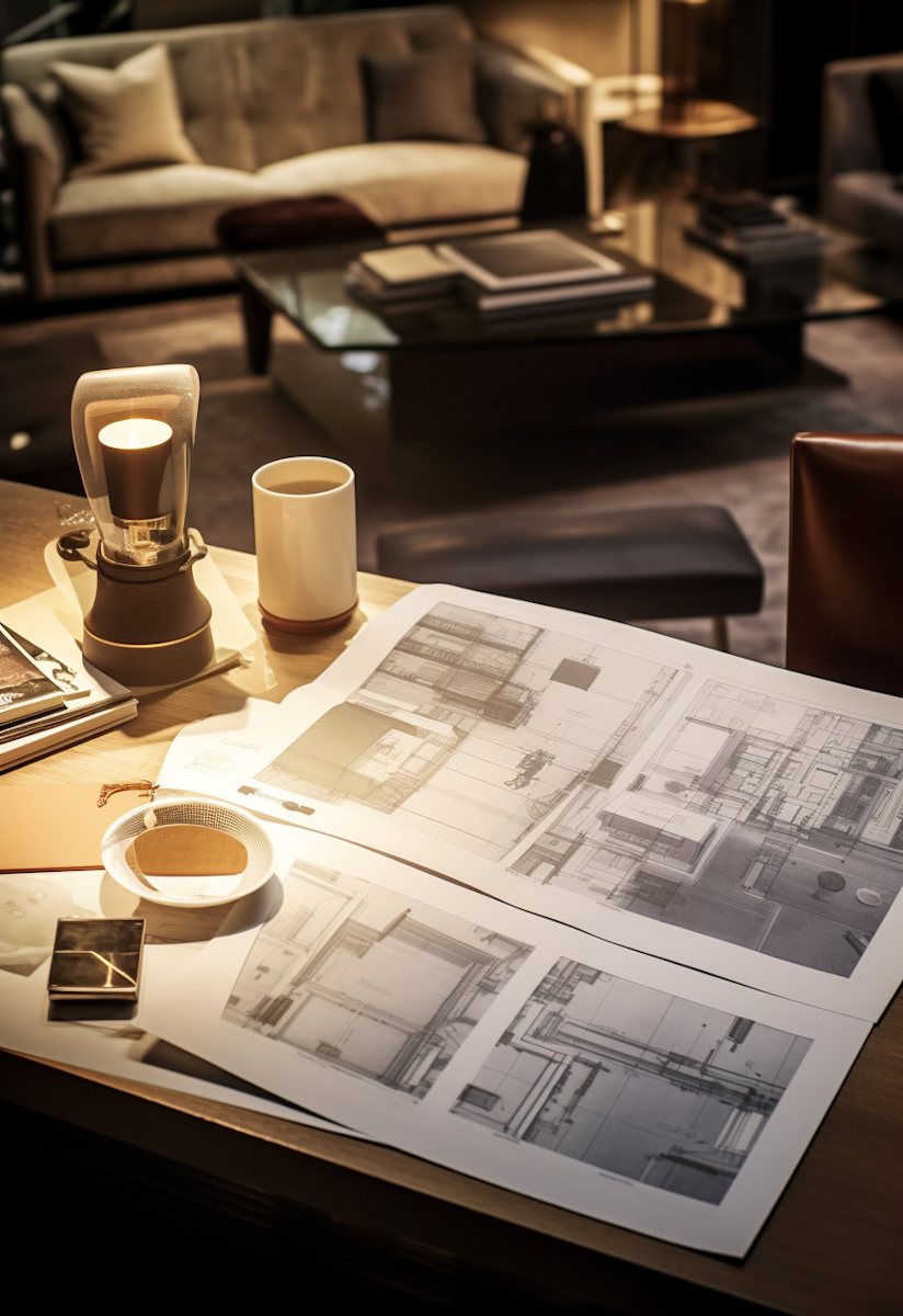 Aesthetic living room architect's workspace