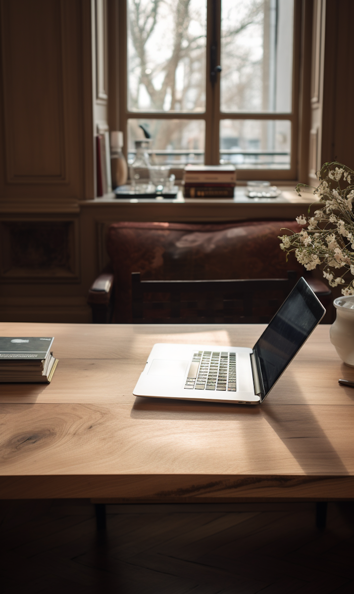 Serene modern study with natural light