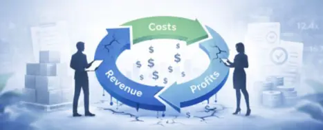 Financial diagnostic showing revenue growth without corresponding cash flow growth