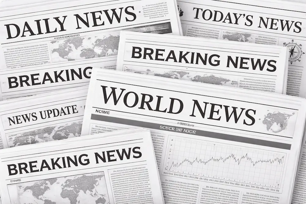 News paper headlines flagging revenue growth for companies