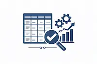 Icon showing an integrated system when analysing stocks